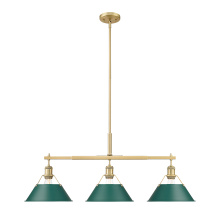 Golden 3306-LP BCB-GN - Yep by Golden Lighting Orwell 3-light Island Light in Brushed Champagne Brass and Pine Green shade